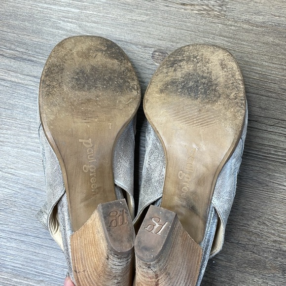 PAUL GREEN Women’s 'Cayenne' Leather Metallic Smoke Peep Toe Bootie Heel, size 7 - Picture 10 of 11